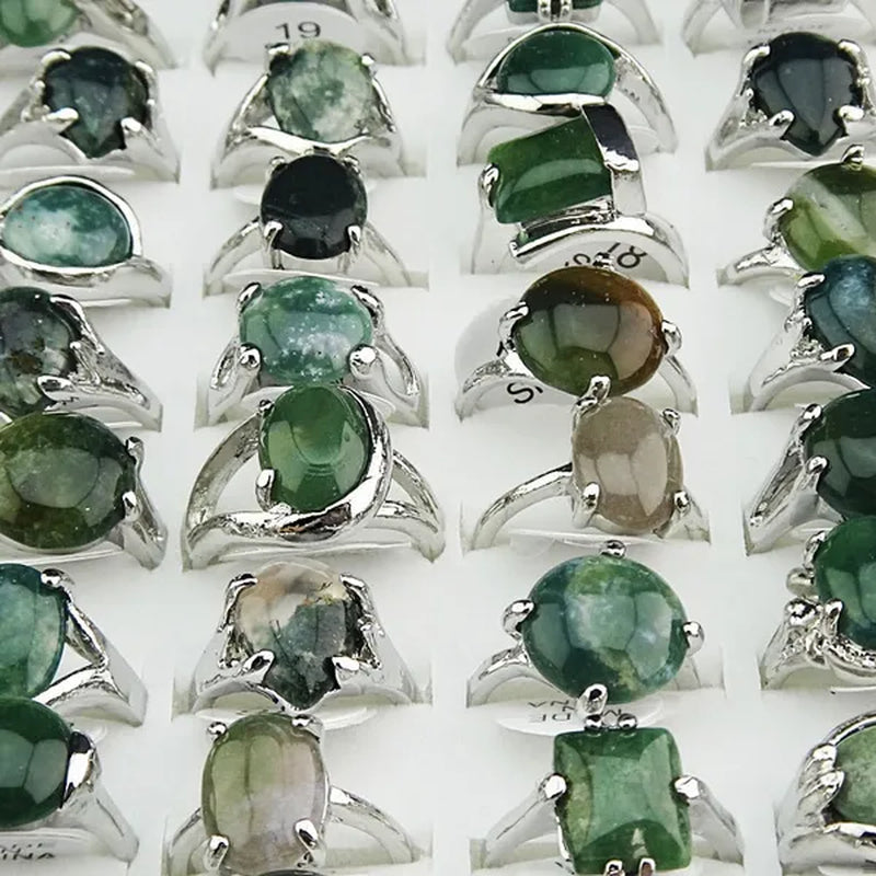 Guaranteed 10pcs 100% Natural Green Stones Tourmaline  Mix Style Fashion Rings for Womens Mens Wholesale jewelry Lots A002