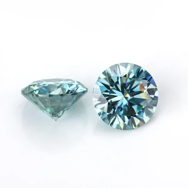 Excellent Moissanite with Certificate Brilliant Loose Moissanite Blue Green Color round Cut Diamond 6.5 MM 1CT