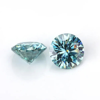 Excellent Moissanite with Certificate Brilliant Loose Moissanite Blue Green Color round Cut Diamond 6.5 MM 1CT