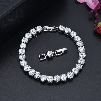 Gloriya Perfect 0.5 Carat Round Cut Mystic Rainbow Crystal Silver Plated Fashion Ladies Tennis Bracelet For Women Jewelry