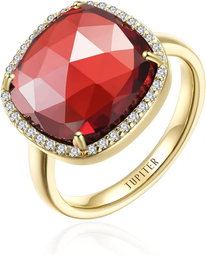 Natural Gemstone Women'S Ring - 14K Gold/Rhodium Plated Genuine Gemstone Women Ring, 0.47"/12Mm Natural Birthstone Rings Jewelry Gifts for Valentine'S Day, Mother'S Day, Birthday Jewelry Gifts