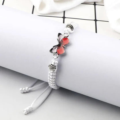 2022 Hot Adjustable Braided String Bracelet for Women Grey Butterfly Pendant Handmade Charm Bangles Fashion Girl Jewelry