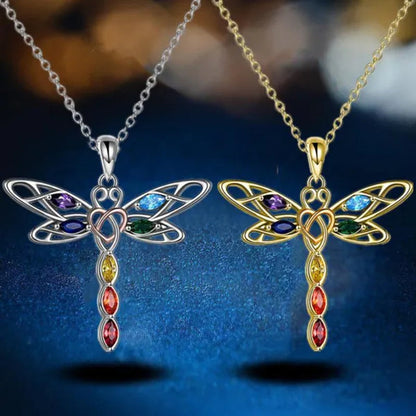 Delicate Colorful Zircon Dragonfly Necklace Insect Dragonfly Wings Pendant Engagement Necklaces for Women Insect Jewelry Creative Dragonfly Accessories Birthday Party Anniversary Gift