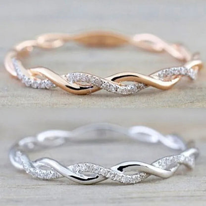 Diamond Ring Engagement Ring Diamond Anniversary Twined Vine Simple Infinity Eternity Ring Bridal Women Promise Ring Anniversary Gold Wedding Bands Size 4-10