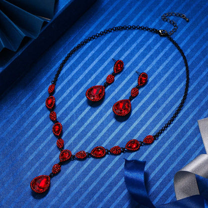 Women'S Cubic Zirconia Teardrop Y-Necklaces Dangle Earrings Jewelry Sets for Brides Bridesmaids
