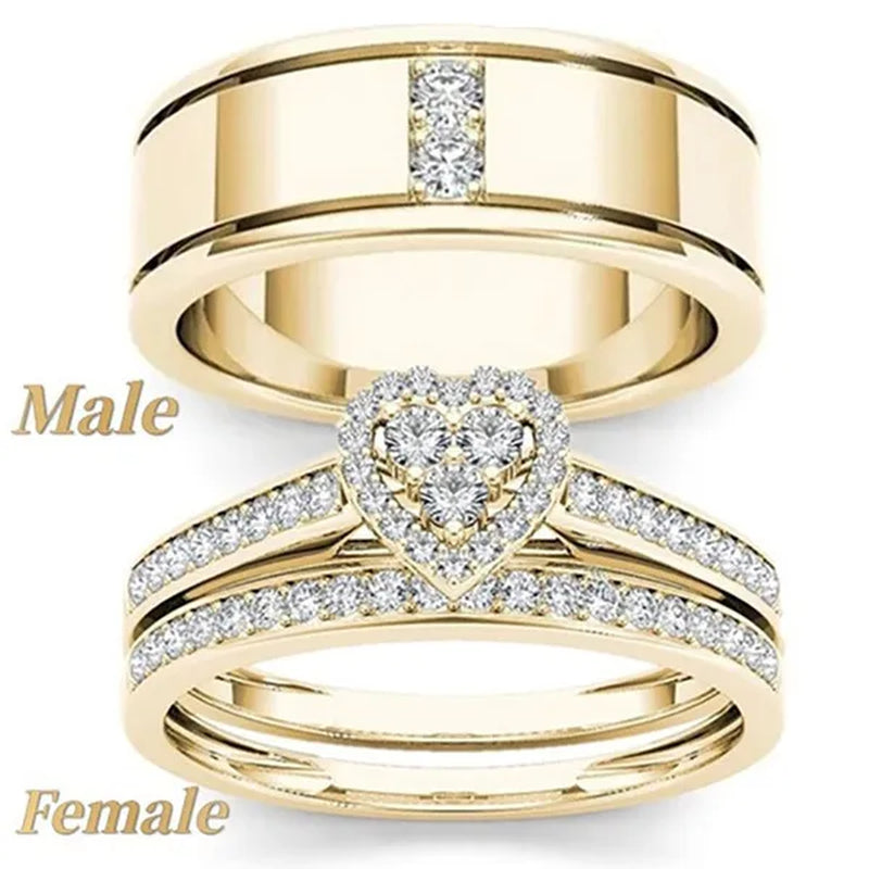 1Pc Luxury Romantic Couple Jewelry Accessories Men'S Diamond Ring Ladies Heart Diamond Couple Ring Bride Wedding Engagement Jewelry Us 6-11