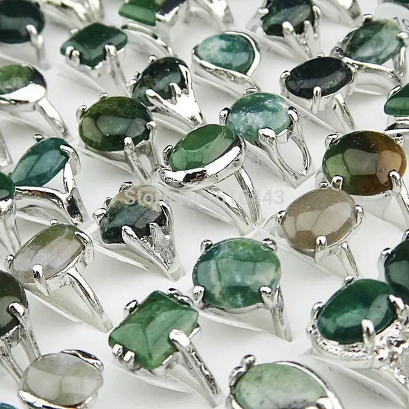 Guaranteed 10pcs 100% Natural Green Stones Tourmaline  Mix Style Fashion Rings for Womens Mens Wholesale jewelry Lots A002