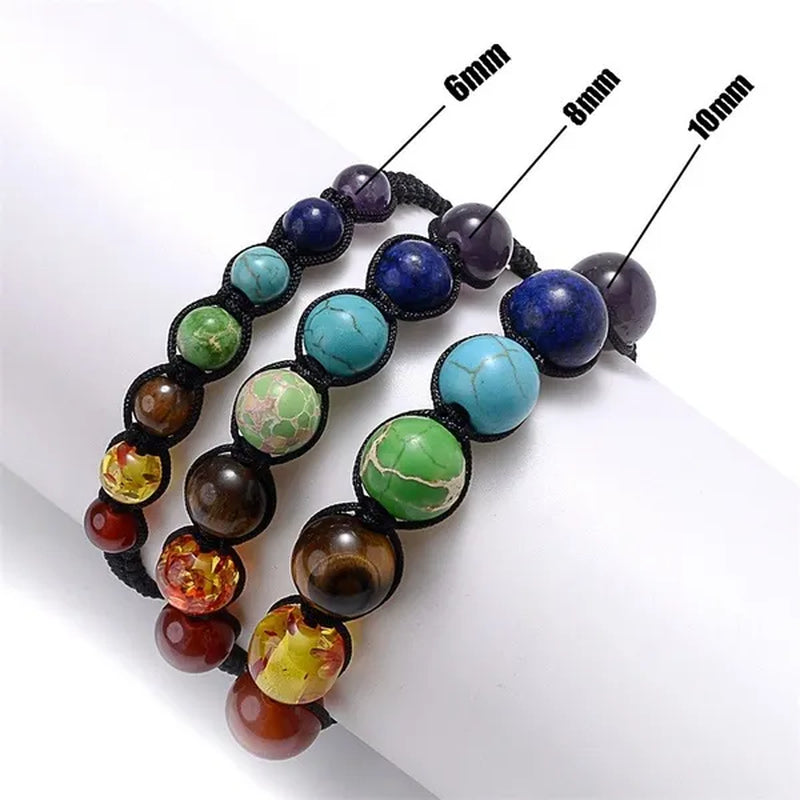 2022 New Fashion Classic 7 Chakra Beads Bracelet Natural Stone Black Rope Braided Yoga Reiki Healing Balance Bracelets Bangles Couple Bead Bracelet Meditation Gift Jewelry