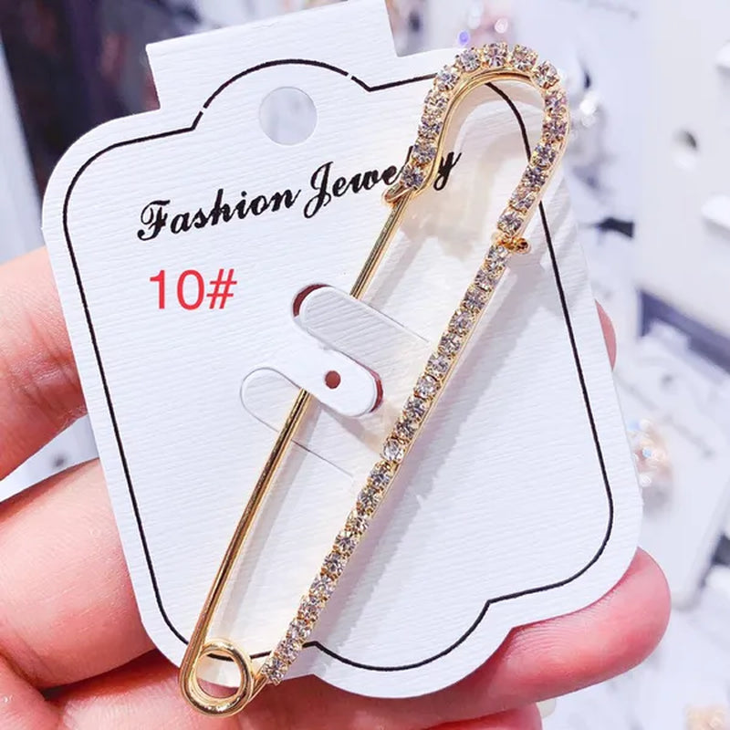 Women Brooch Pins Sweater Shawl Clips Crystal Brooches, Safety Pins Dress Shirt Clips for Women Rhinestone brooch women's anti slip button clothing accessories