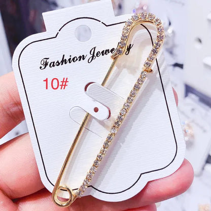 Women Brooch Pins Sweater Shawl Clips Crystal Brooches, Safety Pins Dress Shirt Clips for Women Rhinestone brooch women's anti slip button clothing accessories