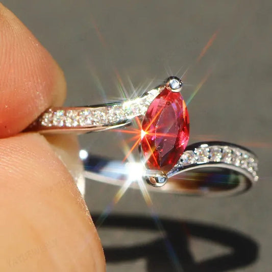 Eye Silver Anniversary Statement Multilayer Crown Eye Ring Natural Gemstones Ruby Ring Wedding Bride Engagement Band Charm Party Ring Jewelry