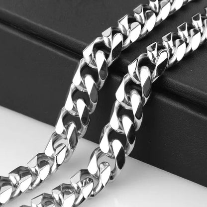Charm Mens Stainless Steel Bracelet Necklace Silver/Gold Curb Cuban Link Chain 8"-40"