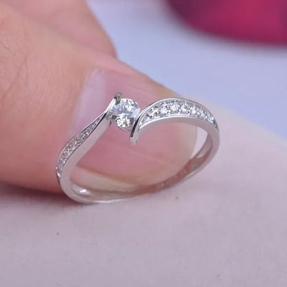 Women Everydaywear ClassicStyle 925 Sterling Silver Diamond Ring