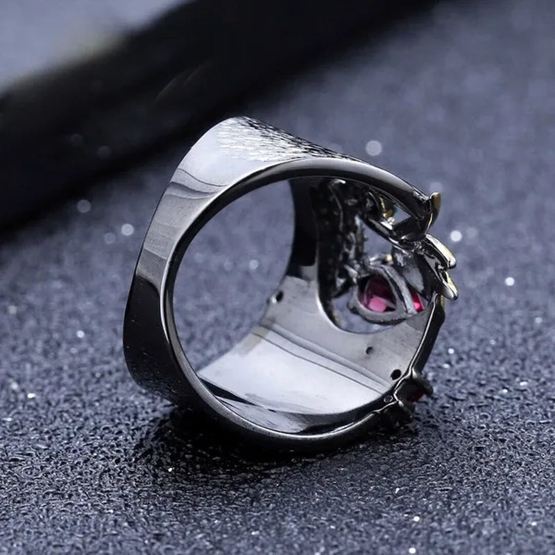 Latest Beautiful Flowers Luxury Vintage Fashion Jewelry Two-Tone Zircon Ruby Cutout Ring Bridal Engagement Wedding Party Anniversary Ring Christmas Mother'S Day Gift Jewelry Size US5-11