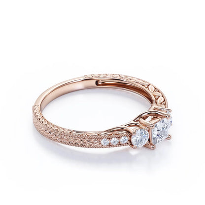 Vintage Half Carat Princess Cut Diamond - Channel Set Band - Edwardian Engagement Ring in 10K Rose Gold