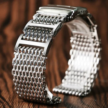 20/22/24mm Silver Stainless Steel Bracelet Shark Mesh Watch Band Men Wrist Strap Bracelet