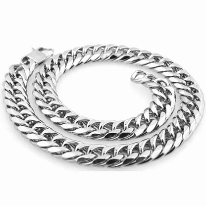 16/19/21Mm Heavy Stainless Steel Bracelet or Necklace Silver Cuban Curb Chain Bracelet Bangle 7"-11" Necklace 16"-24"