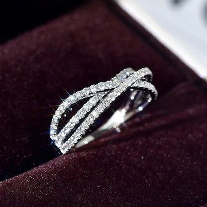 Trendy Twisted Ring for Women Bride Jewelry Wedding Engagement Anniversary Party Band Gift