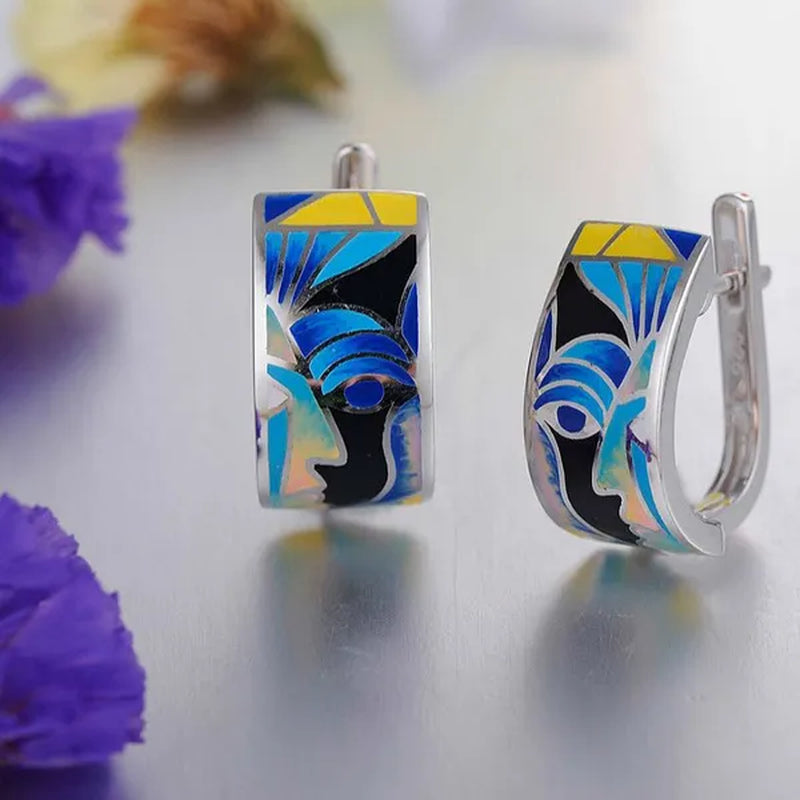 1/2/4/piece Set of Chinese and American Ethnic Style Abstract Drama Knife Horse Dan Abstract Face Contour Opera Mask 925 Sterling Silver Jewelry Jewelry Set Bride Engagement Wedding Jewelry Lover Gift Couple Necklace Anniversary Gift Jewelry