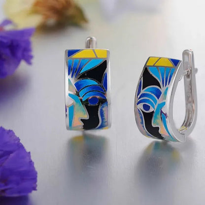 1/2/4/piece Set of Chinese and American Ethnic Style Abstract Drama Knife Horse Dan Abstract Face Contour Opera Mask 925 Sterling Silver Jewelry Jewelry Set Bride Engagement Wedding Jewelry Lover Gift Couple Necklace Anniversary Gift Jewelry