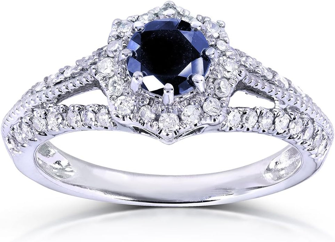 Vintage Style Sapphire & Diamond Engagement Ring 1 Carat (Ctw) in 14K White Gold