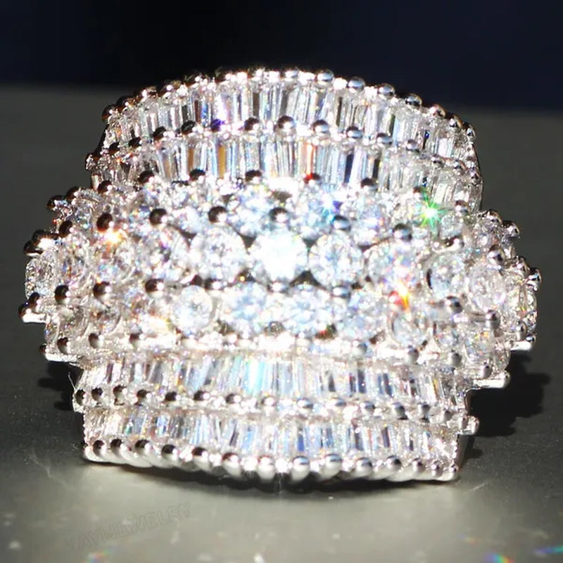 Gorgeous Cubic Zirconia Multichamber Ring Wedding Birthstone Bride Engagement Brand Heart Ring Jewelry Size 6 7 8 9 10