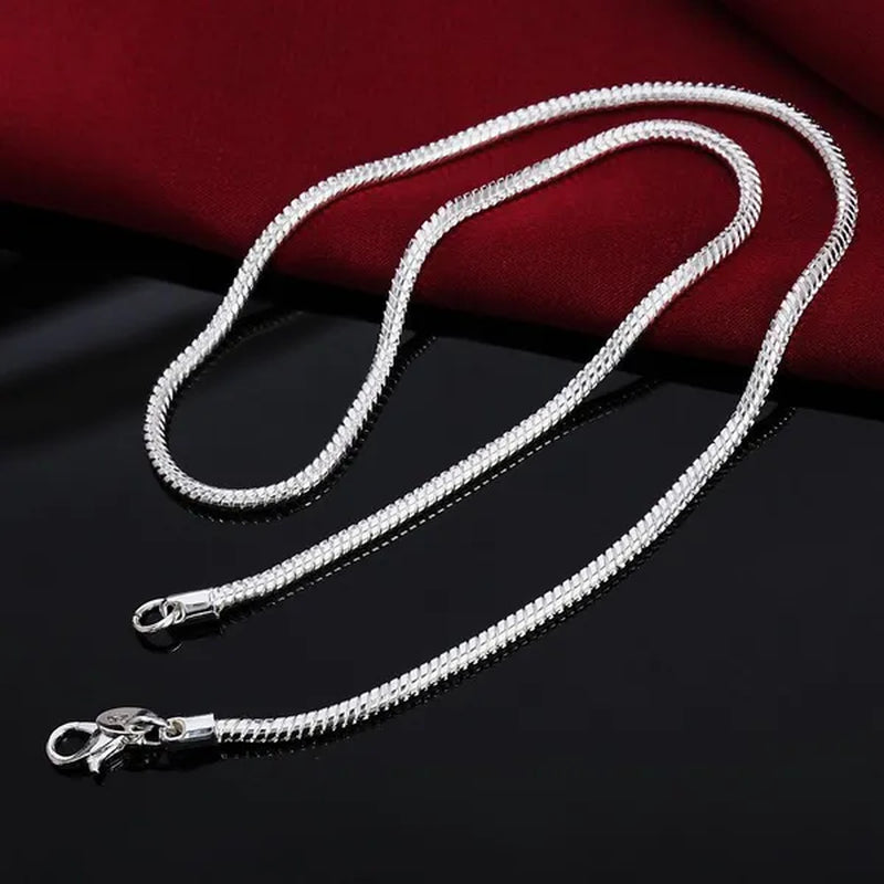 2MM Silver Round Snake Chain Necklace Solid Silver Chain for Pendants Flexible 925 Snake Chain Jewelry
