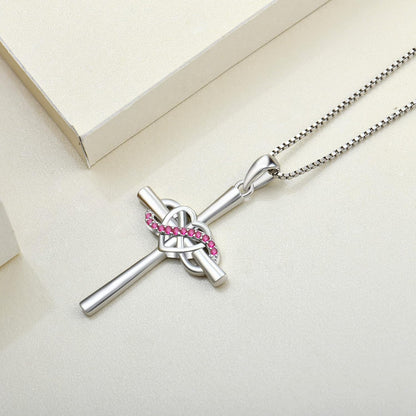 Cross Necklace Sterling Silver Infinity Heart Crucifix Pendant Gemstones Criss Jewelry for Women