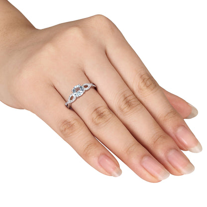 Women'S 1 CT Aquamarine and 1/10 CT T.W. Diamond 10Kt White Gold Infinity Engagement Ring