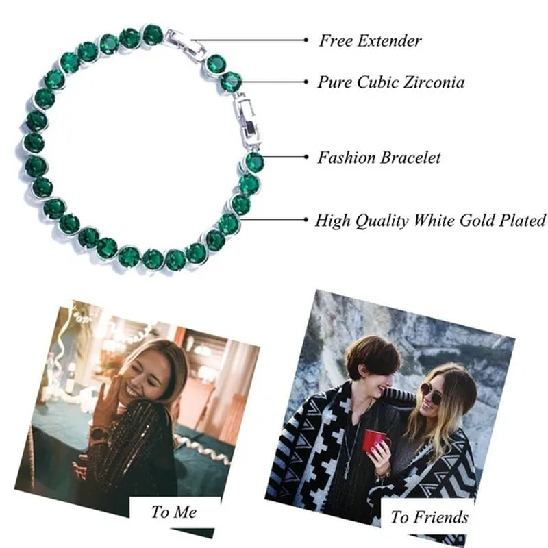 CANDICE White Gold Plated Natural Purple Crystal Bracelets Bangles For Femme Romantic Gift 18CM