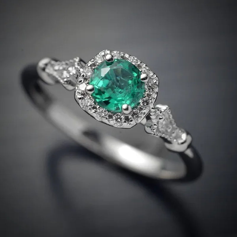 New and Noble Aquamarine/Ruby/Green Zircon AAA Ring Gold-Plated Jewelry Engagement Ring