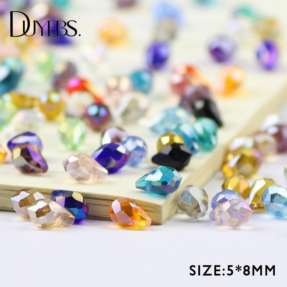 58Mm Austrian Crystal Teardrop Glass Beads 50Pcs Briolette Waterdrop Pendant Loose Beads for Jewelry Making Bracelet DIY - (Color: Gold Champagne)