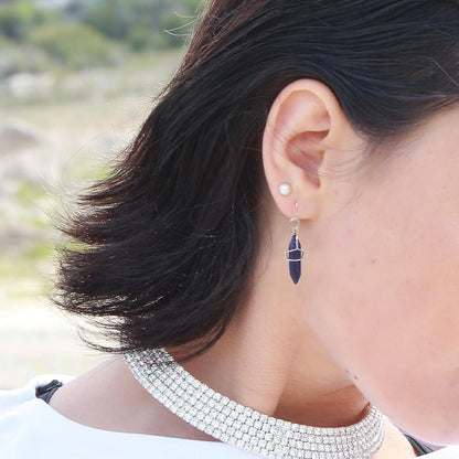 Hand Wired Healing Crystal Point Chakra Dangling Earrings for Women