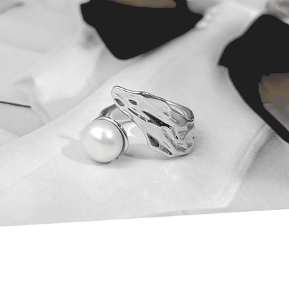 Pearl Ring, Real Freshwater Pearl Ring for Pearl Jewelry, Adjustable Silver Pearl Ring for Prom Jewelry, June Birthstone Rings for Women