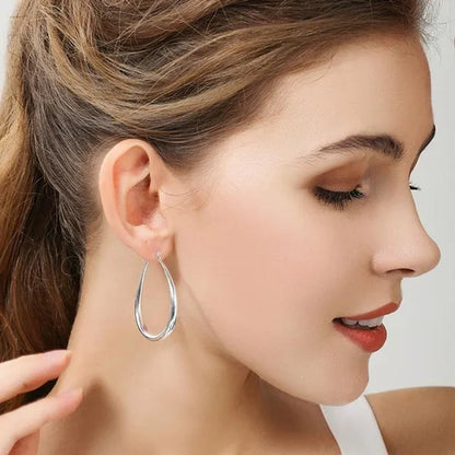 Simple Smooth Gold Plated Exaggerate Hoop Earrings Wedding Engagement Anniversary Jewelry Gift for Women