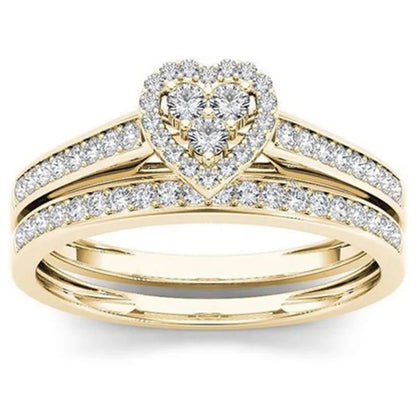 1Pc Luxury Romantic Couple Jewelry Accessories Men'S Diamond Ring Ladies Heart Diamond Couple Ring Bride Wedding Engagement Jewelry Us 6-11