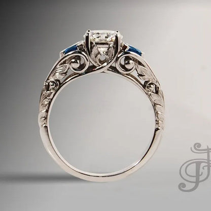 Retro Women'S Ring Princess Cut Diamond Sapphire Antique Proposal Gift Rings Bridal Wedding Band Anniversary Christmas Party Jewelry （Size: 5-11）