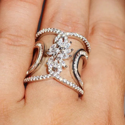 Luxury Silver White Sapphire Rings Natural Gemstones Birthstone Engagement Rings Wedding Anniversary Bride Women Princess Love Cross Ring Size 6 7 8 9 10