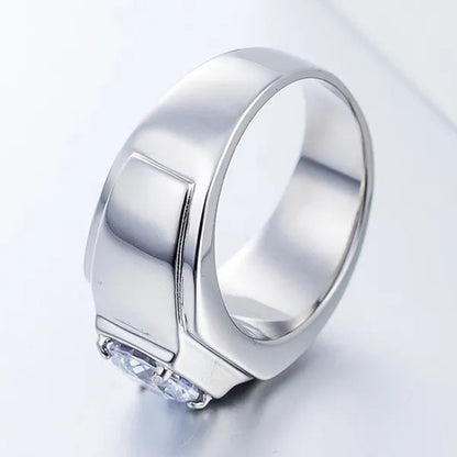 NOVE JEWELRY women men fashion 316L stainless steel charm cubic zirconia cz exquisite ring new elegant engagement & wedding band anniversary gifts silver / gold US Size 7 to 11