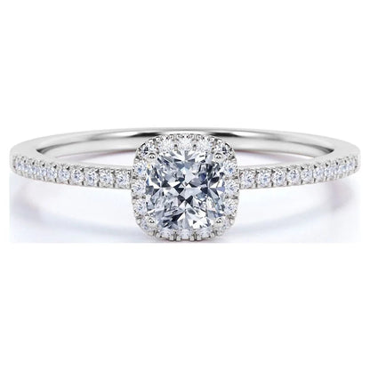 .50 Carat Cushion Cut Real Diamond Halo Engagement Ring in 10K White Gold