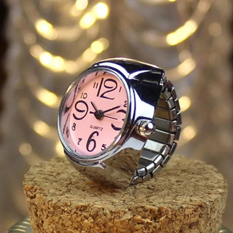 Dial Quartz Analog Watch Creative Steel Cool Elastic Quartz Finger Ring Watch Lady Dress Women watch Diamond Chimes Diamond *A