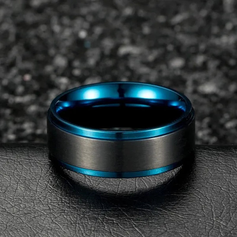 Sz6-12 His and Hers Couple Rings Wedding Engagement Rings Set Women's Aquamarine Black Gold Ring and Men's Titanium Steel Ring Jewelry