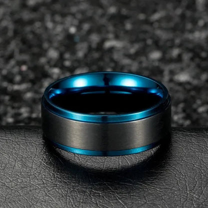 Sz6-12 His and Hers Couple Rings Wedding Engagement Rings Set Women's Aquamarine Black Gold Ring and Men's Titanium Steel Ring Jewelry