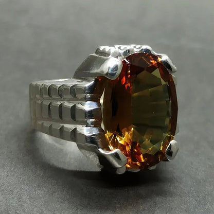 14 Carat Big Oval Cut Alexandrite Mens Ring Silver Color Handmade Color Changing Gemstone Ring Size 5-11