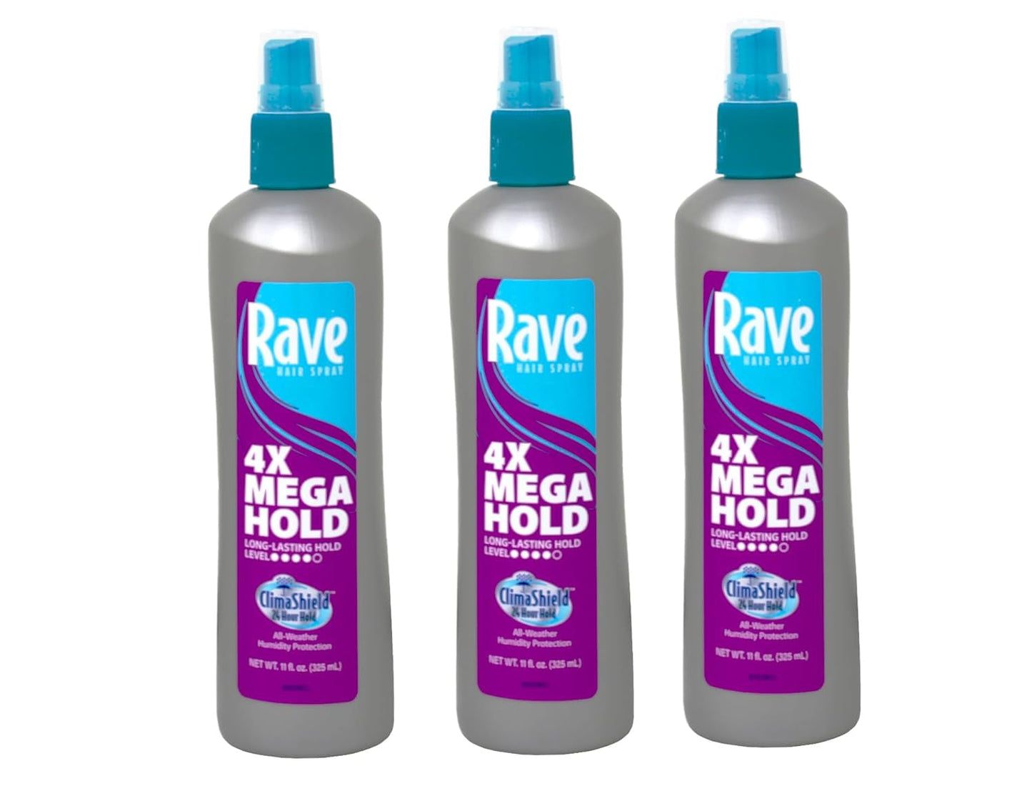 4X Mega Hairspray with Clima Shield, Unscented 11 Oz (Pack of 3)