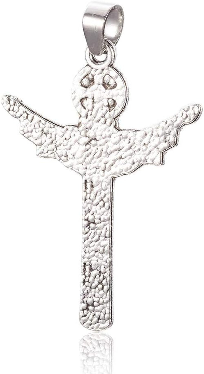 10Pcs Tibetan Style Alloy Crucifix Cross Pendants Religious Cross Charms with Pinch Bail for Easter Rosary Holy Beads Necklace Jewelry Making Antique Silver