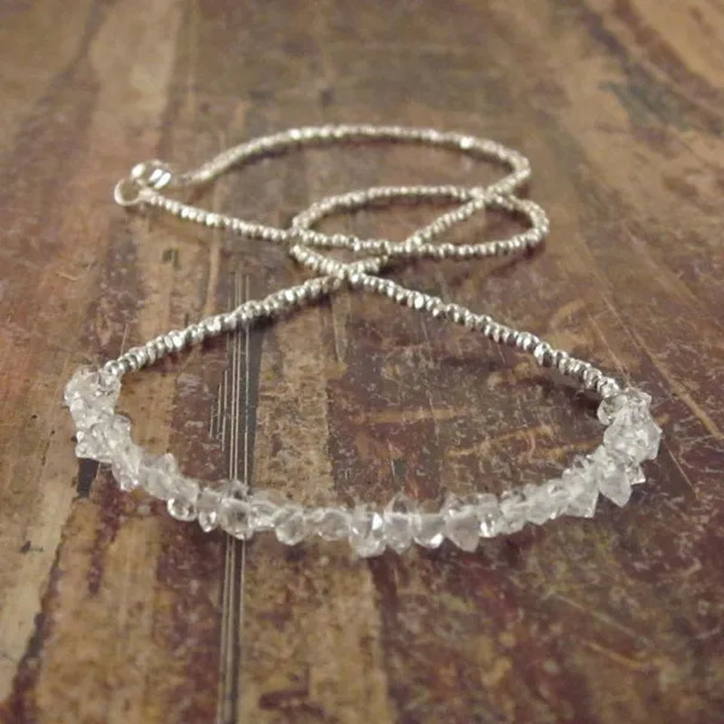Herkimer Diamond Necklace Herkimer Necklace April Birthstone Necklace Herkimer Diamond Necklaces Raw Crystal Beaded Necklaces