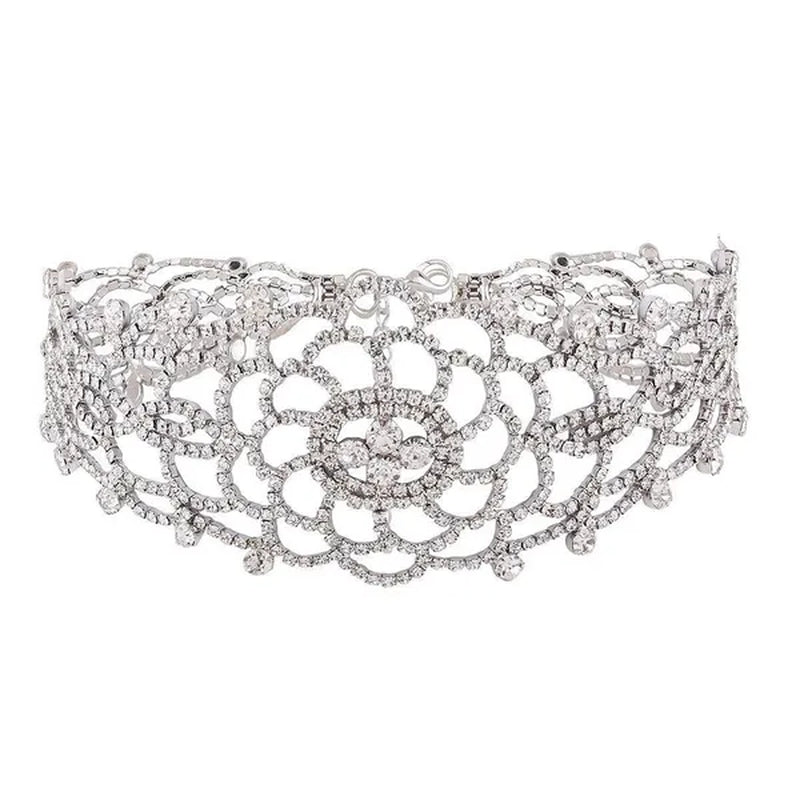 Full Diamond Pendant Necklace Crystal Rhinestone Choker Collar Women Wedding Jewelry