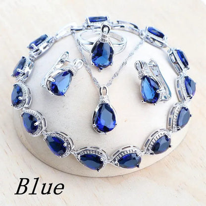 Magic Rainbow Zircon 925 Silver Jewelry Sets for Women