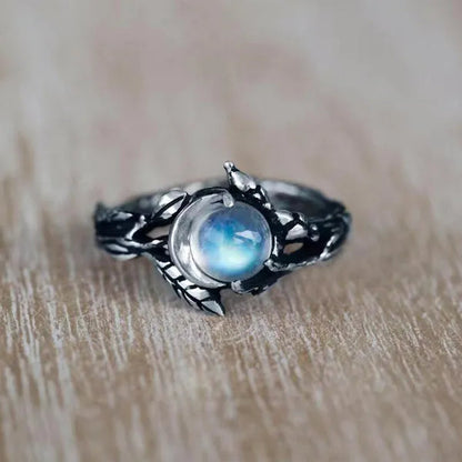 2 Style 1pcs US European Vintage Women Fashion Simple Vintage Bohemian Jewelry Vintage  Moonstone Zircon Moon Ring Ladies Engagement Wedding Ring Anniversary Party Ring Christmas Gift Jewelry Ring Size US4-12